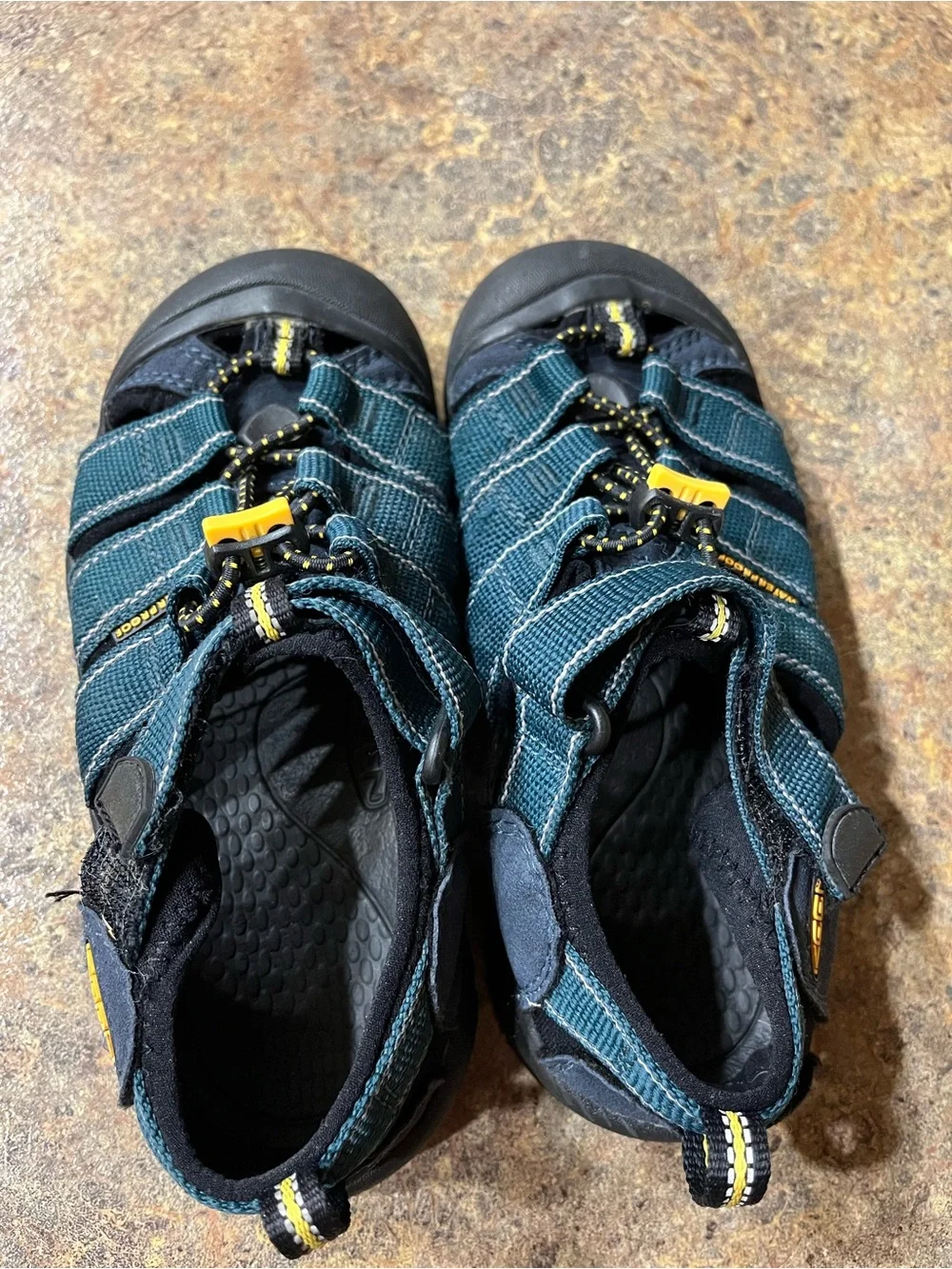 KEEN Newport H2 Little Kids Size 12 Navy Blue Yellow Waterproof Hiking Sandals